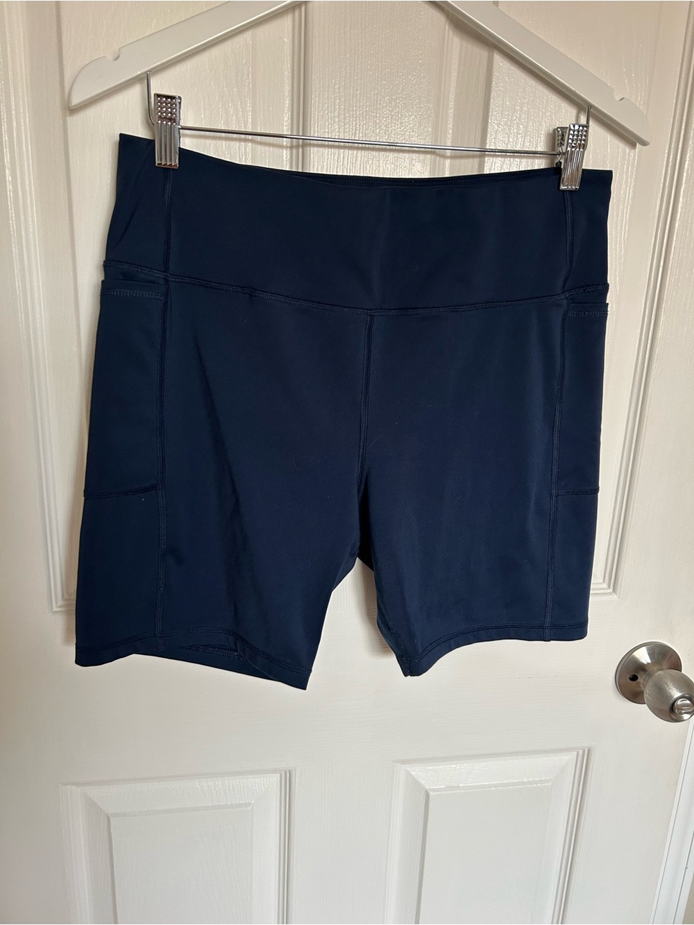 Athletic Works Navy High-Rise Bike Shorts with Side Pockets